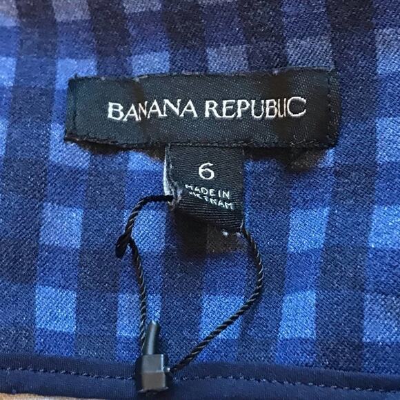 Banana Republic 6 halter mini dress checkered navy blue - Picture 4 of 8